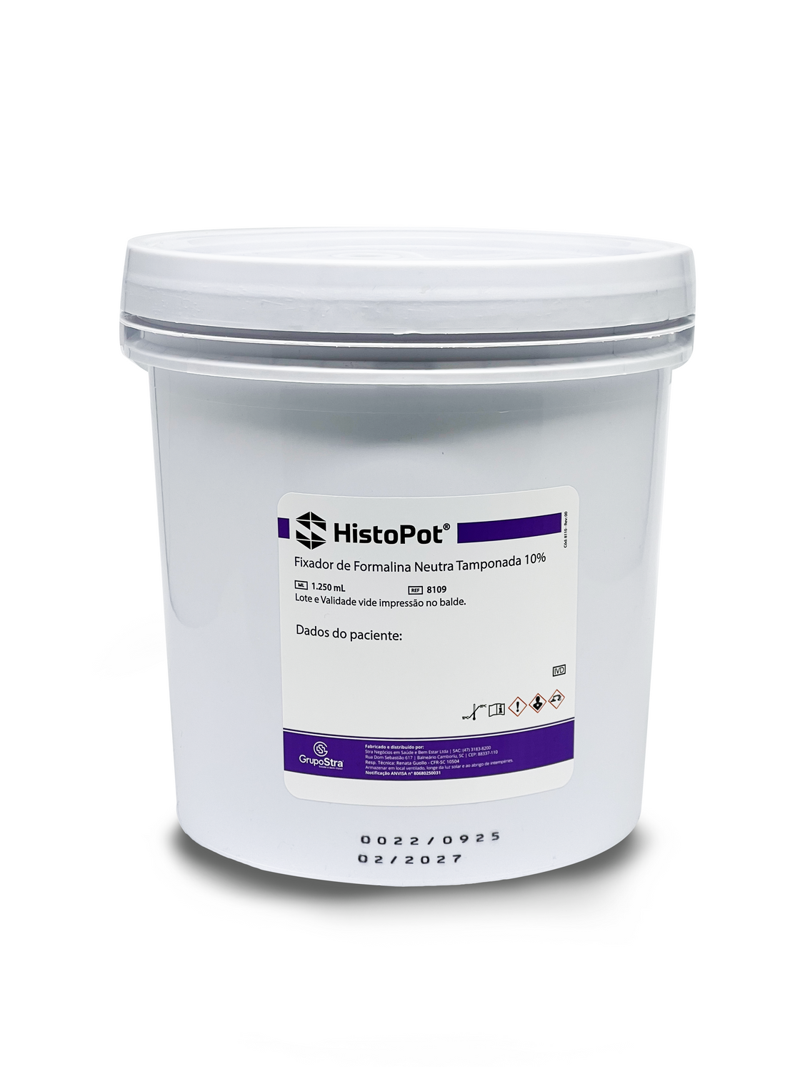 HistoPot® Nacional - Frascos para Biópsia  - Formol Tamponado 10 % - 1.250 mL