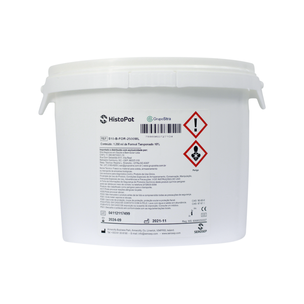 HistoPot® Nacional - Frascos para Biópsia  - Formol Tamponado 10 % - 1.250 mL